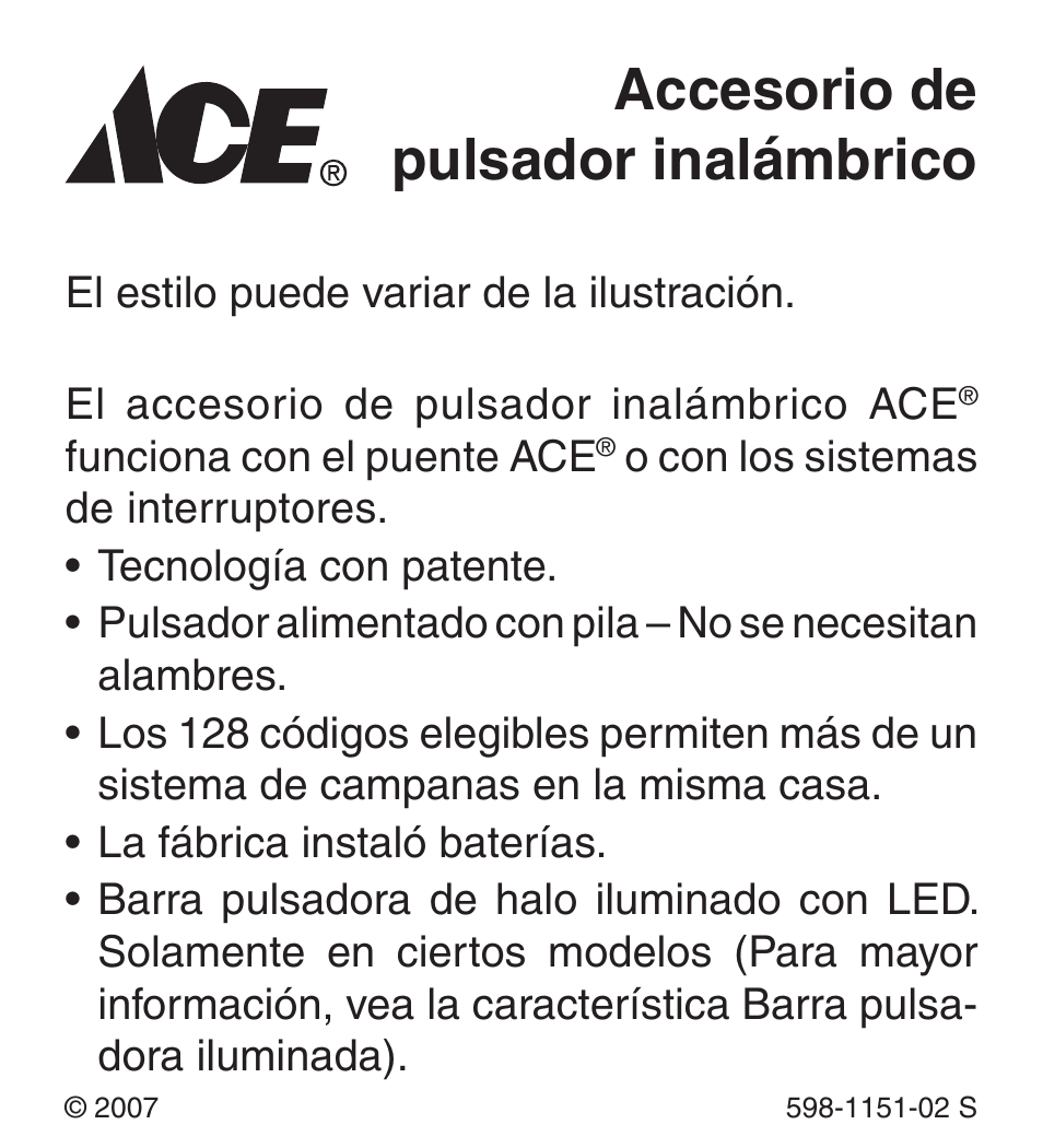 Accesorio de pulsador inalámbrico | Heath Zenith Wireless Push Button Accessory 598-1151-02 User Manual | Page 11 / 32