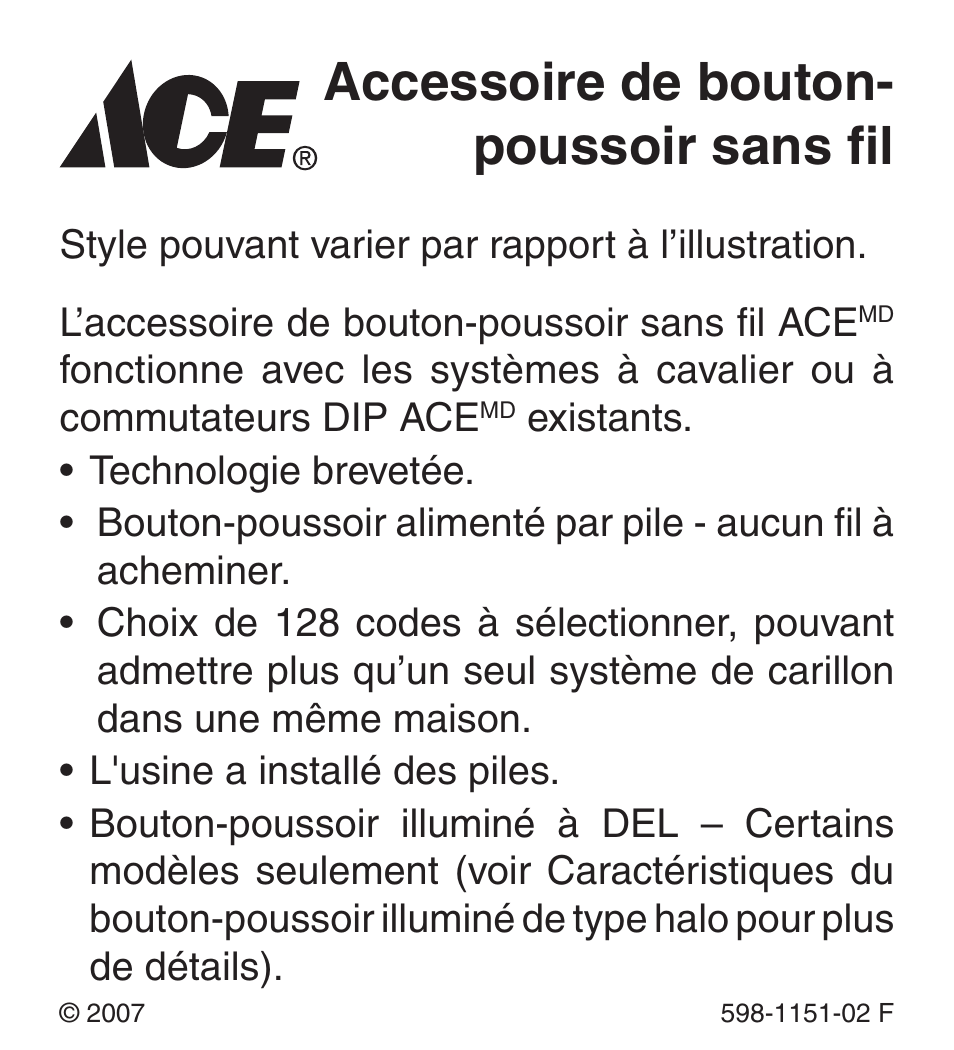 Accessoire de bouton- poussoir sans fil | Heath Zenith Wireless Push Button Accessory 598-1151-02 User Manual | Page 21 / 32