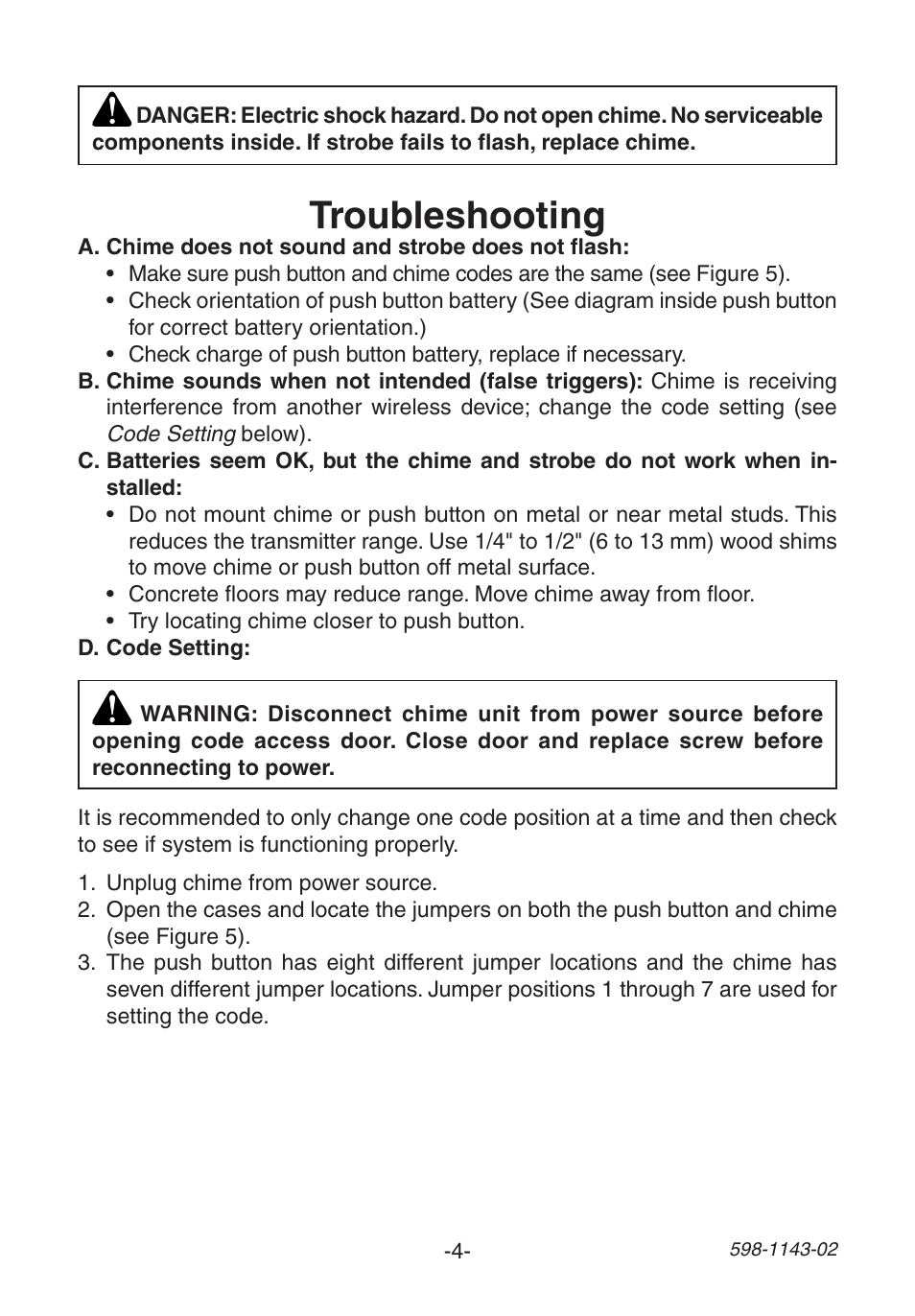 Troubleshooting | Heath Zenith Wireless Strobe Chime 6144 User Manual | Page 4 / 24