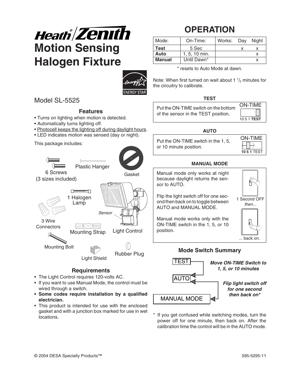 Heath Zenith SL-5525 User Manual | 12 pages