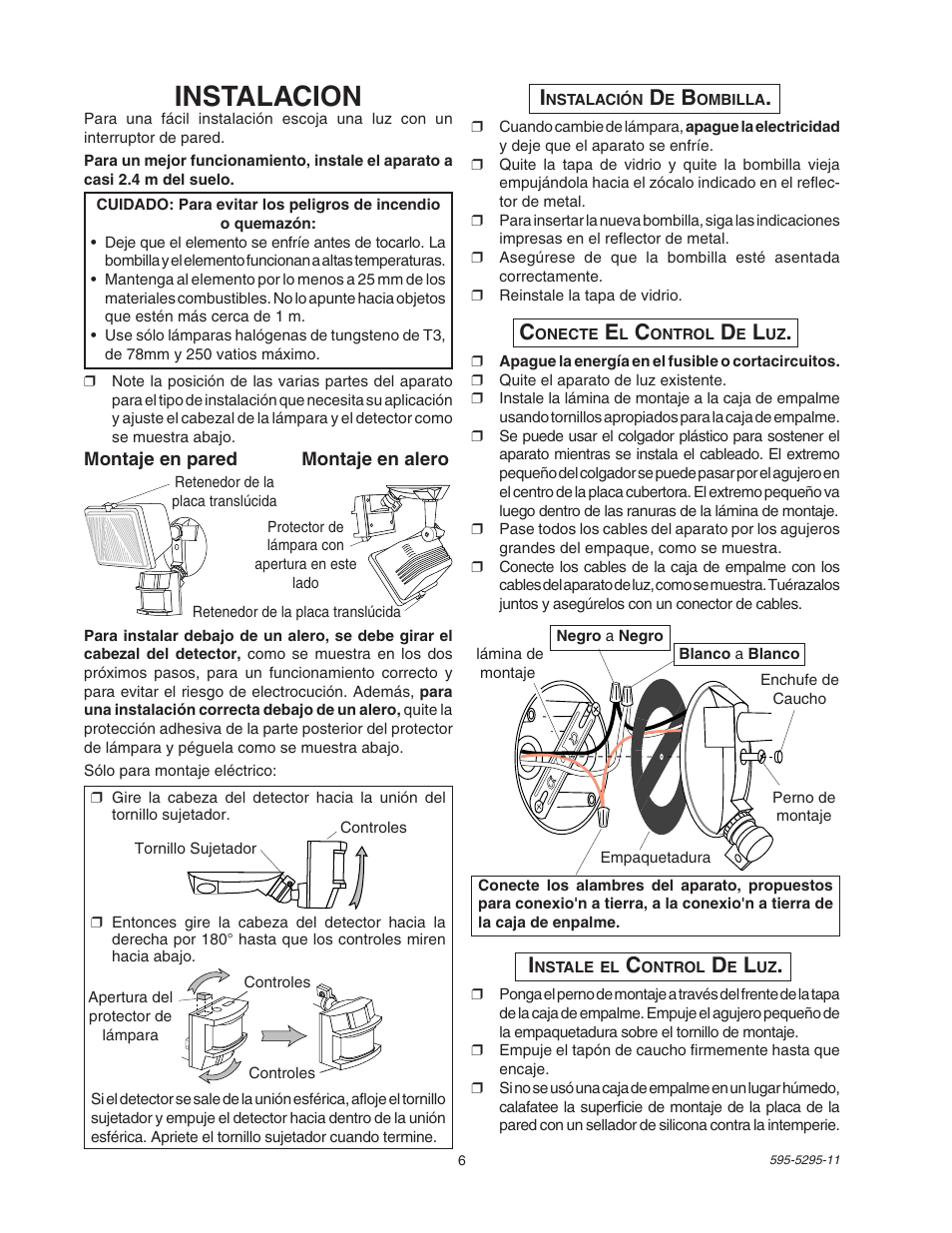 Instalacion | Heath Zenith SL-5525 User Manual | Page 6 / 12