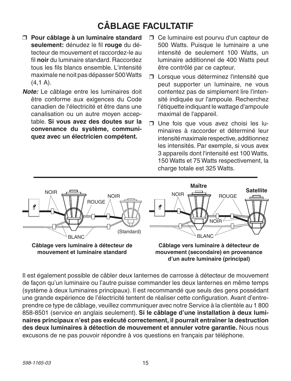 Câblage facultatif | Heath Zenith 4162 User Manual | Page 15 / 20