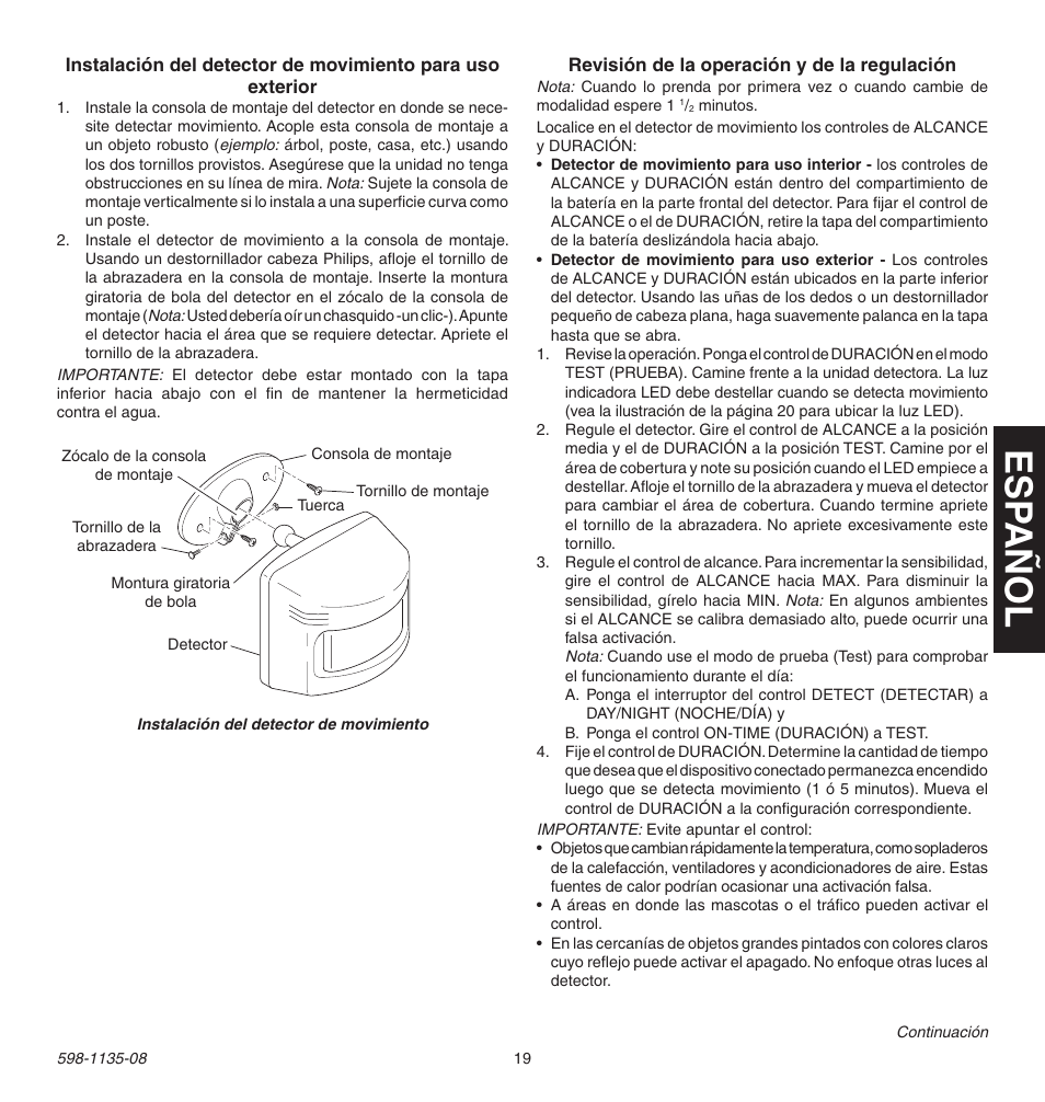 Esp año l | Heath Zenith 598-1135-08 User Manual | Page 19 / 44