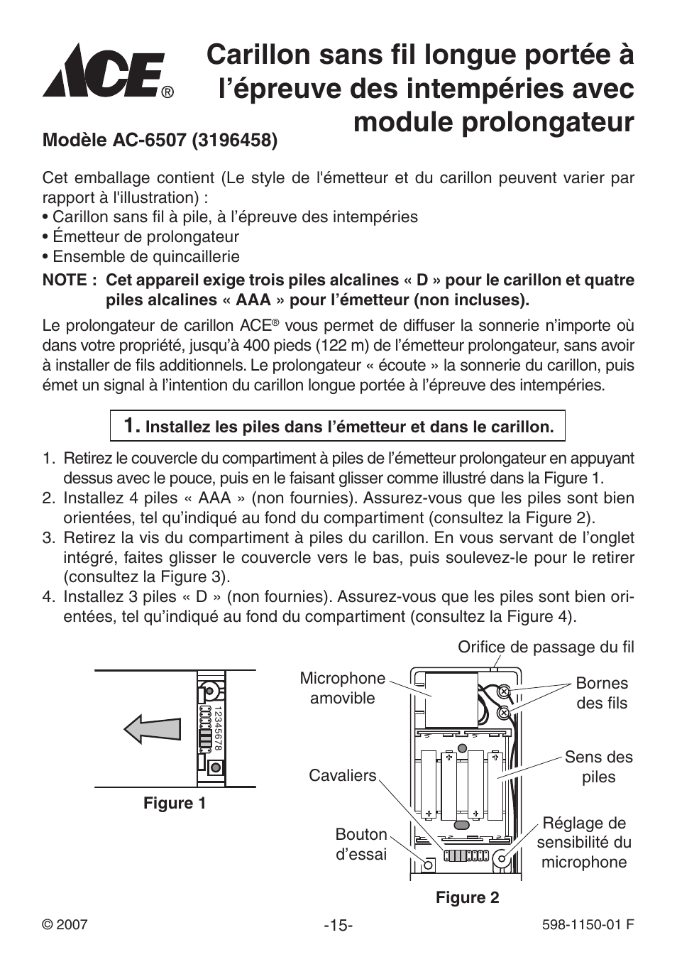 Heath Zenith Weatherproof Long Range Wireless Chime with Chime Extender AC-6507 User Manual | Page 15 / 24