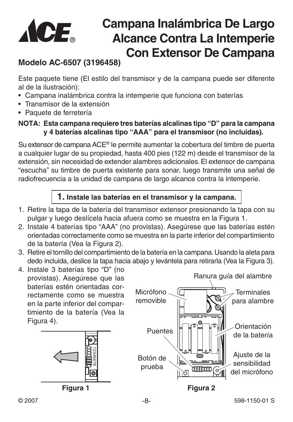 Heath Zenith Weatherproof Long Range Wireless Chime with Chime Extender AC-6507 User Manual | Page 8 / 24