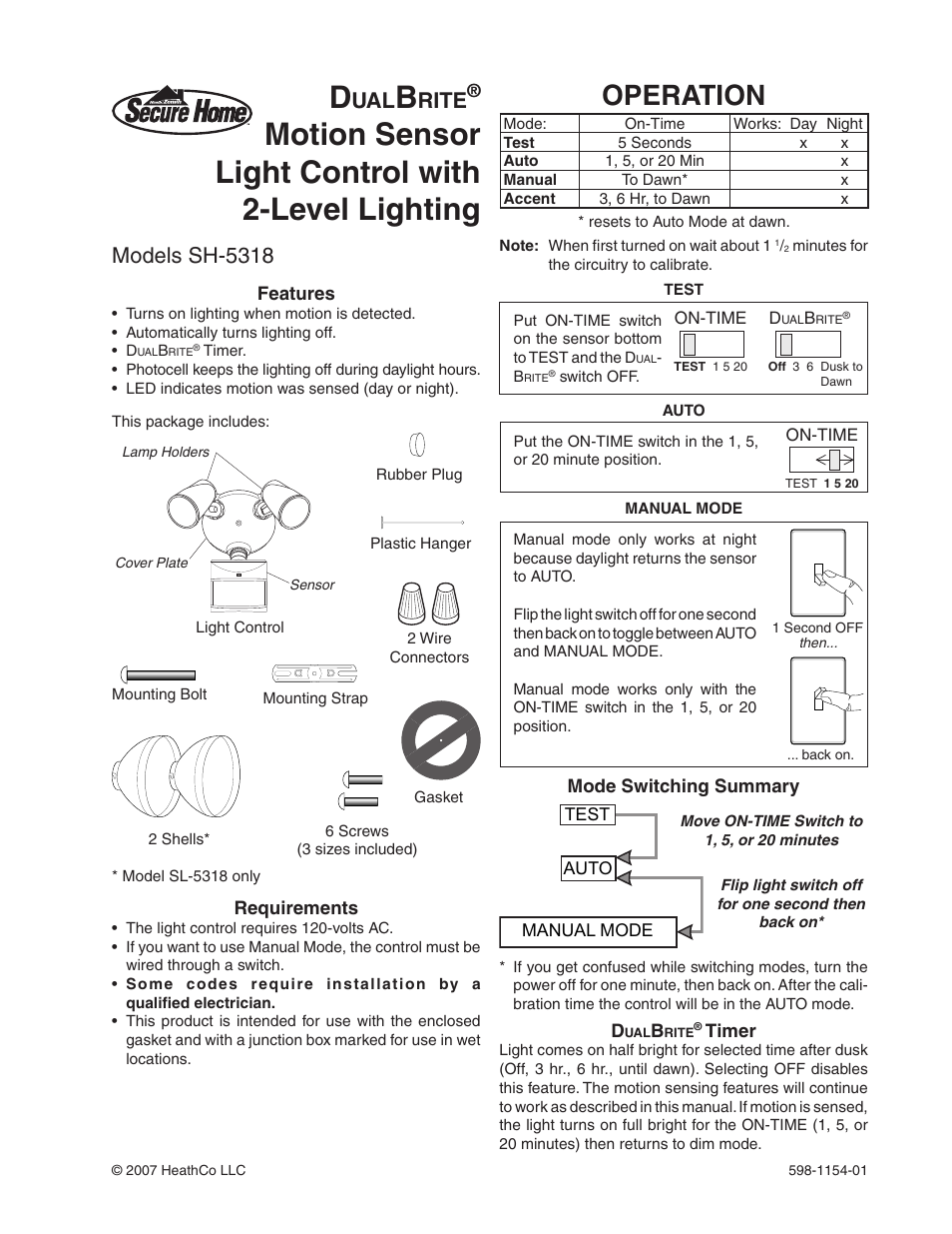 Heath Zenith SH-5318 User Manual | 8 pages