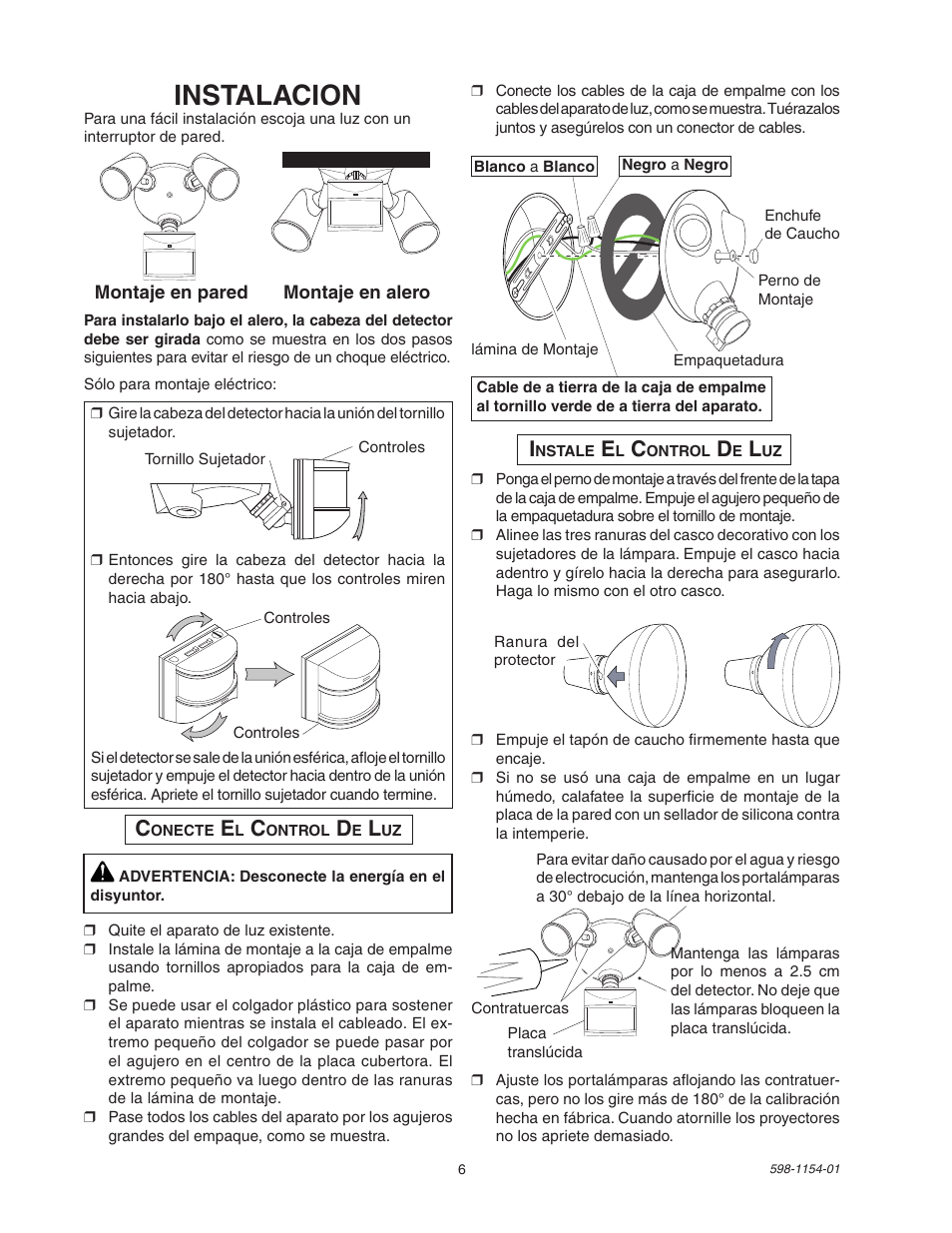 Instalacion | Heath Zenith SH-5318 User Manual | Page 6 / 8