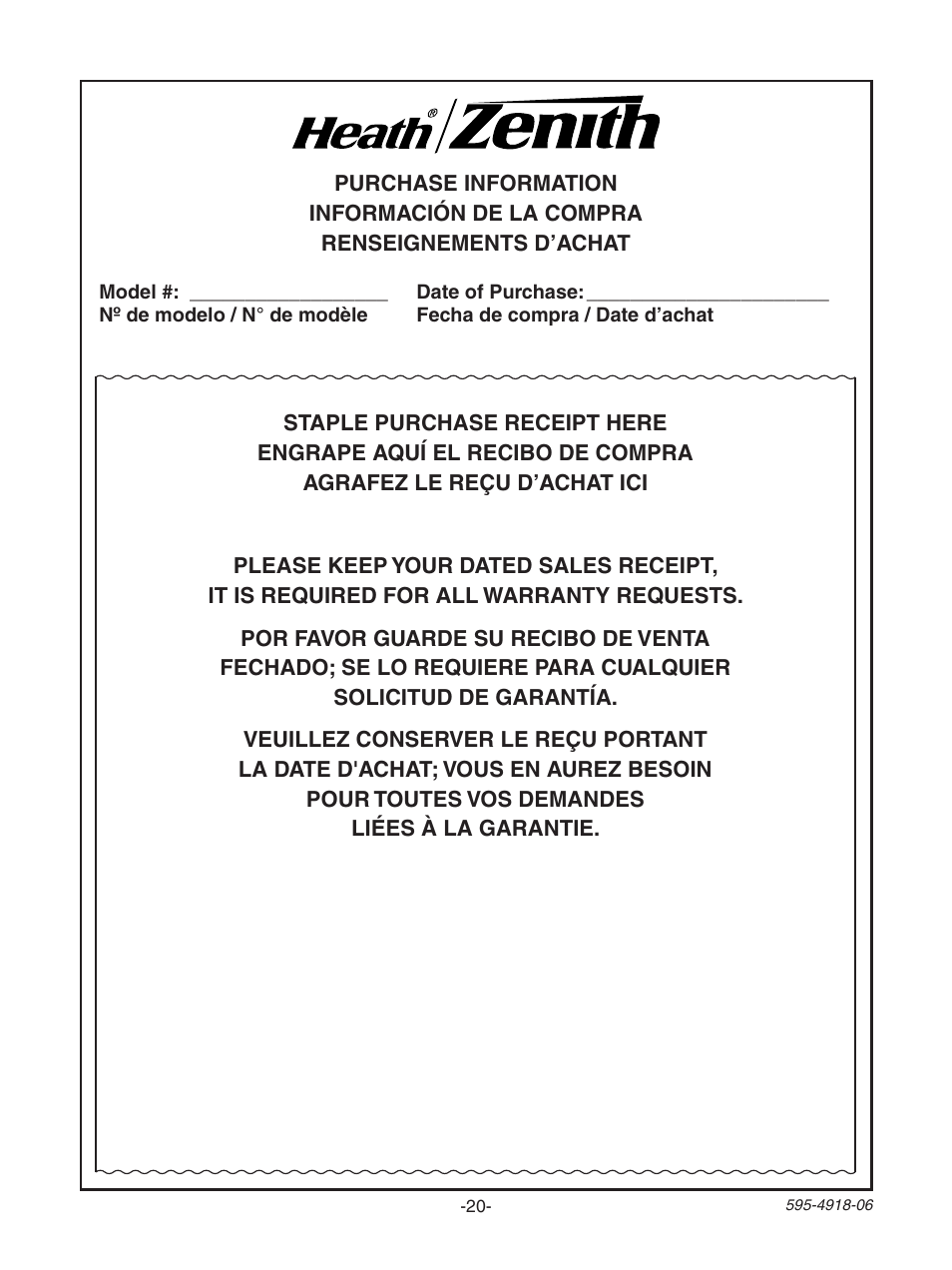 Heath Zenith 6133 User Manual | Page 20 / 20