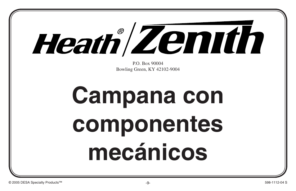 Campana con componentes mecánicos | Heath Zenith 598-1112-04 User Manual | Page 9 / 24