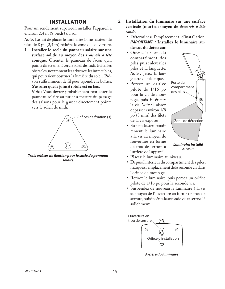 Installation | Heath Zenith Solar Powered Motion Sensor Light SL-7210 User Manual | Page 15 / 20