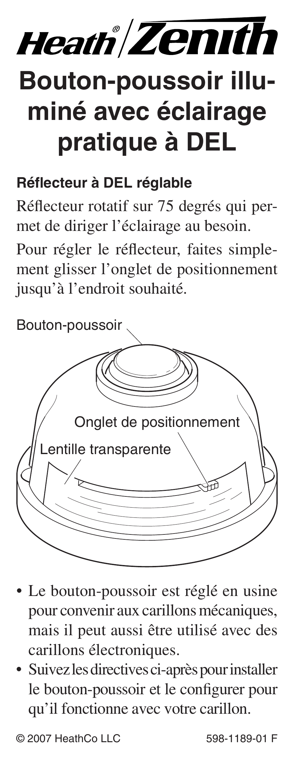 Heath Zenith LED Lighted Pushbutton with Courtesy Light 598-1189-01 User Manual | Page 13 / 20