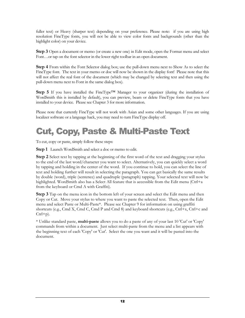 Cut, copy, paste & multi-paste text, Aste, Ulti | Handmark 2.2 User Manual | Page 14 / 70