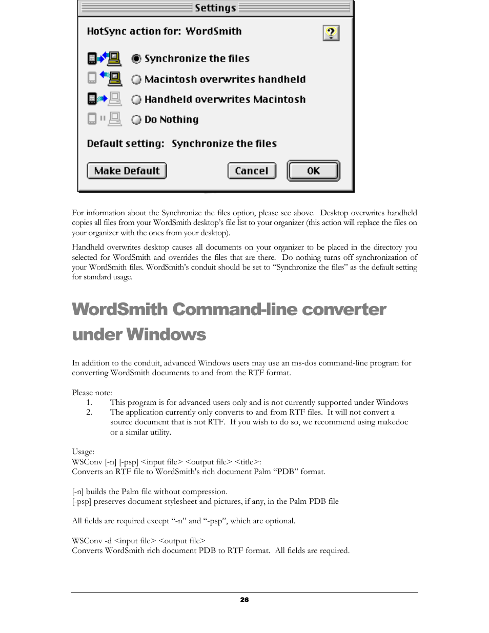 Wordsmith command-line converter under windows, Mith, Ommand | Line converter under, Indows | Handmark 2.2 User Manual | Page 28 / 70