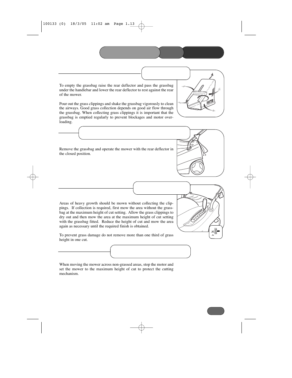 Heavy growth | Hayter Mowers Envoy Code 100C User Manual | Page 13 / 32
