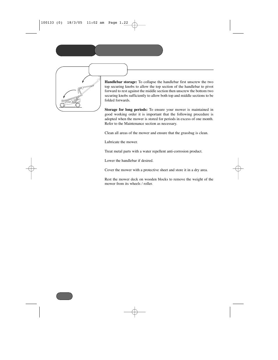 Storage mower maintenance | Hayter Mowers Envoy Code 100C User Manual | Page 22 / 32