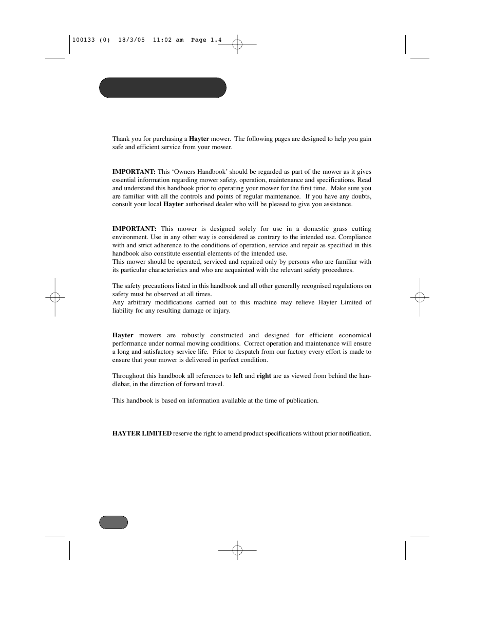 Introduction | Hayter Mowers Envoy Code 100C User Manual | Page 4 / 32