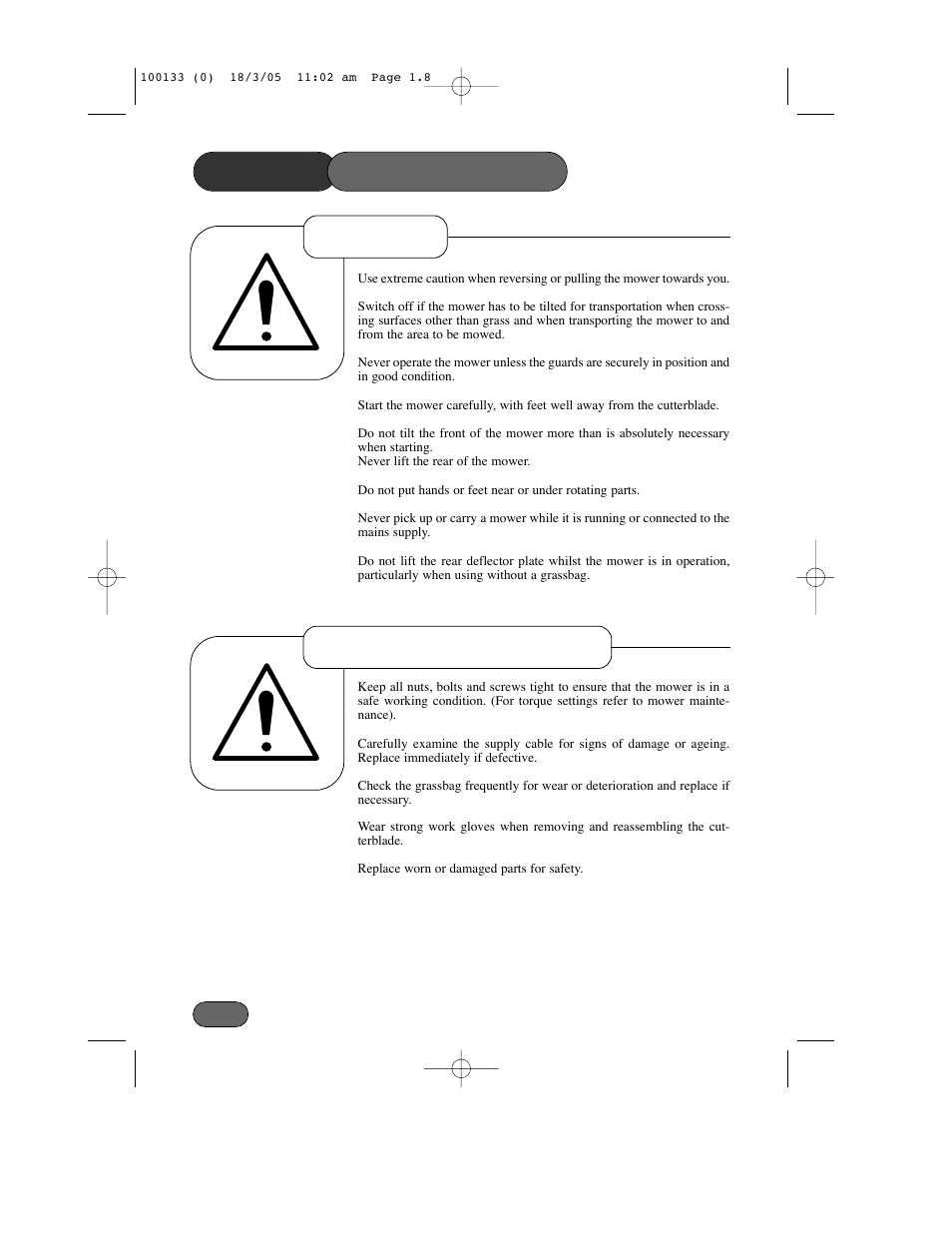 Safety precautions operation maintenance & storage | Hayter Mowers Envoy Code 100C User Manual | Page 8 / 32