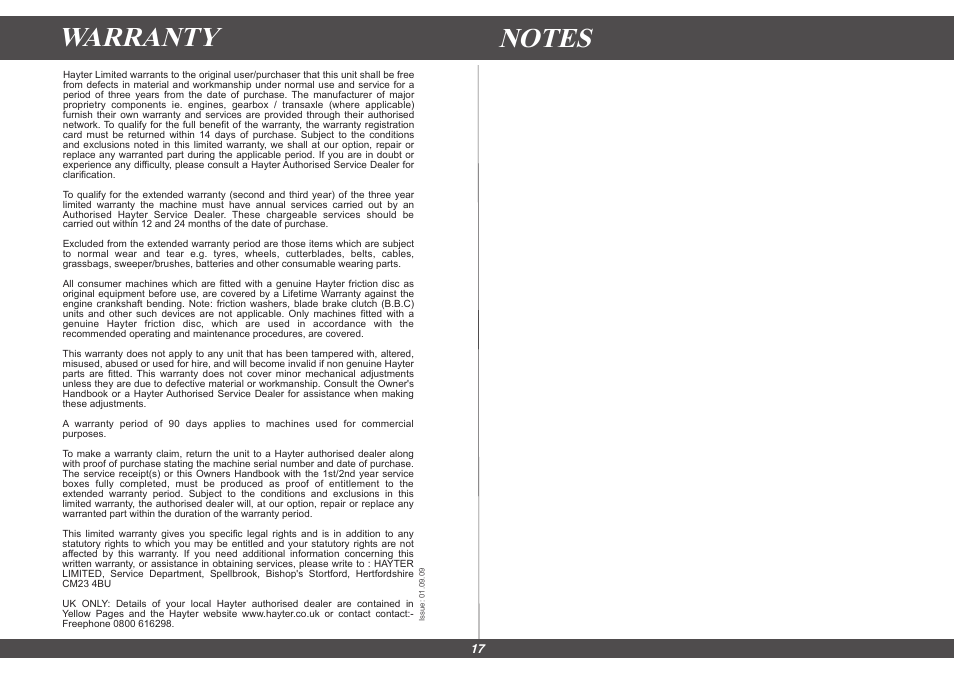 Hayter Mowers Harrier 48 491G User Manual | Page 17 / 20