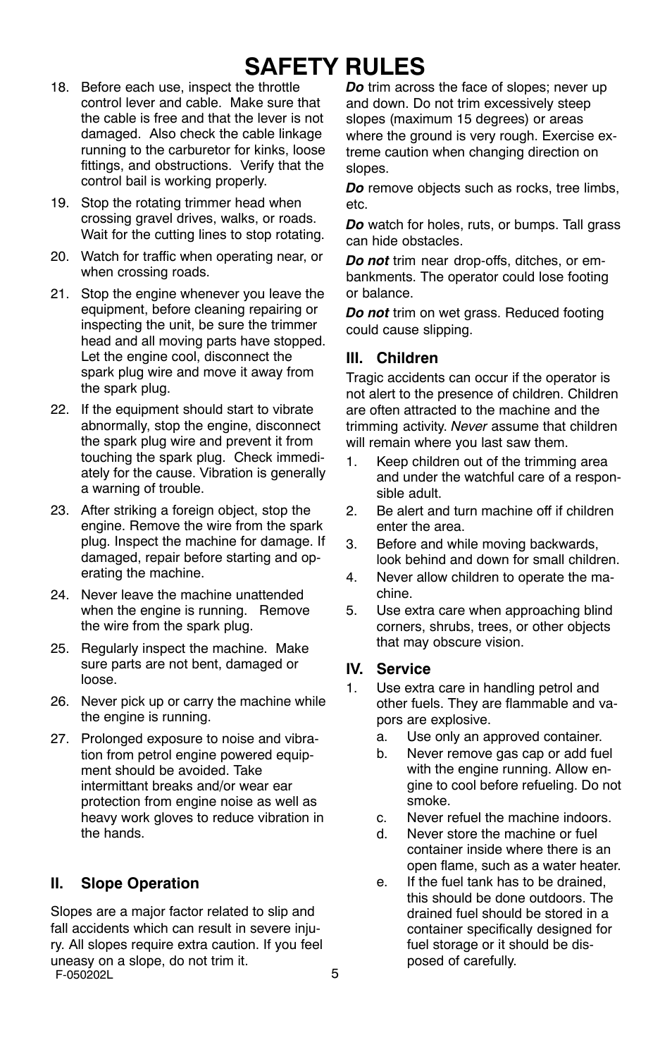 Safety rules | Hayter Mowers Power Trim 401C001001 User Manual | Page 5 / 28