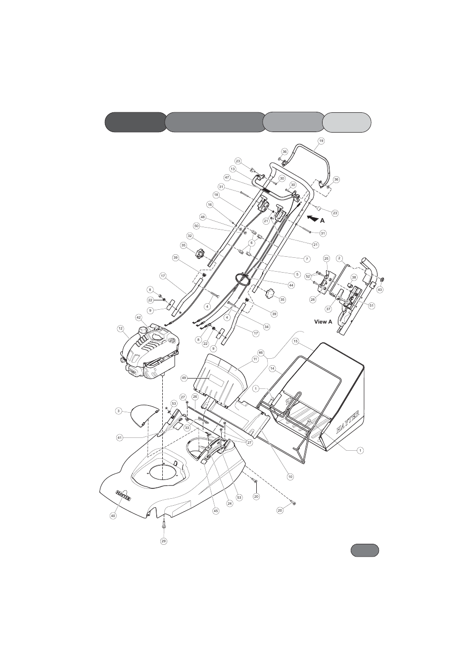Upper mainframe parts list | Hayter Mowers Harrier 56 BBC User Manual | Page 33 / 40