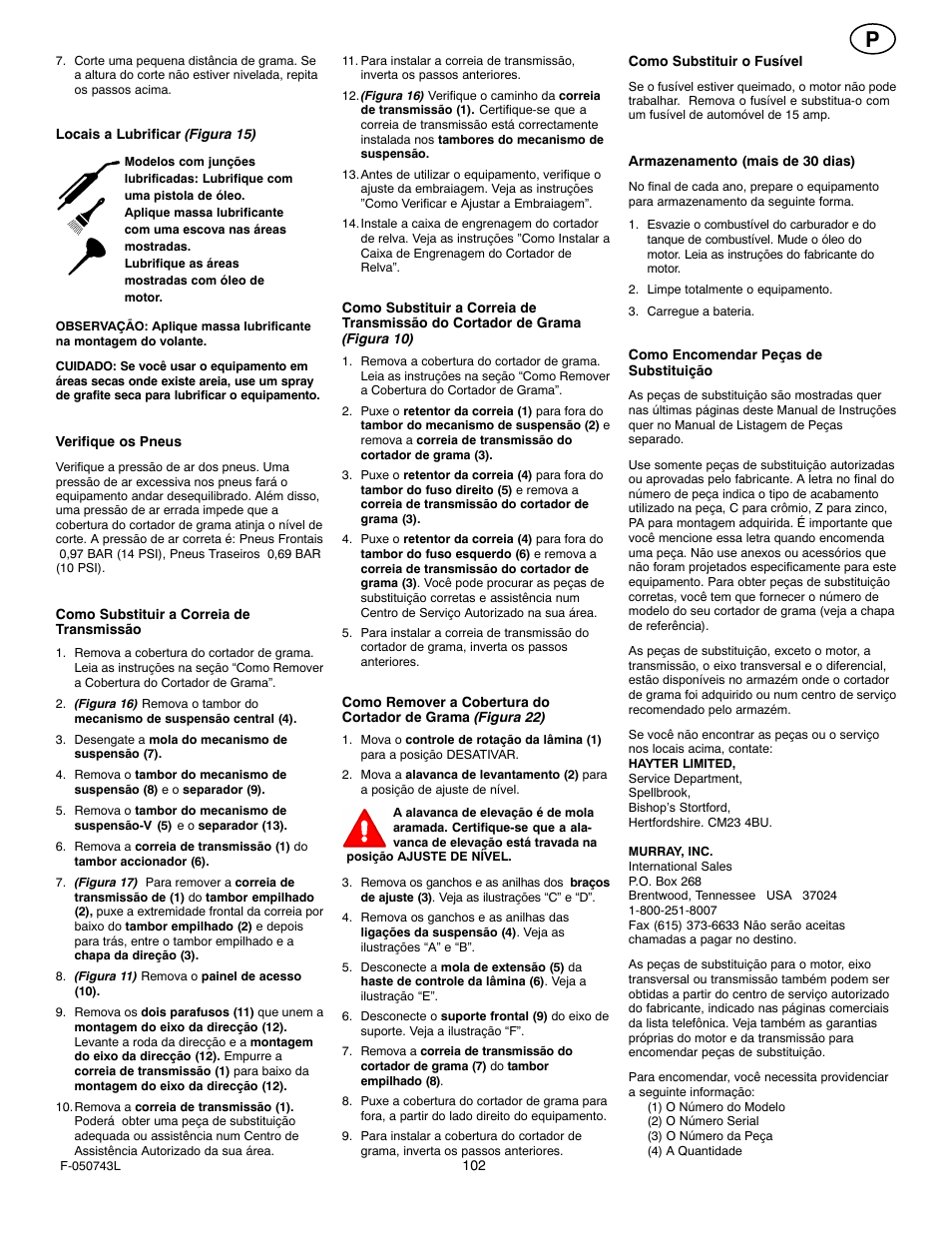 Hayter Mowers 405607x52A User Manual | Page 102 / 124