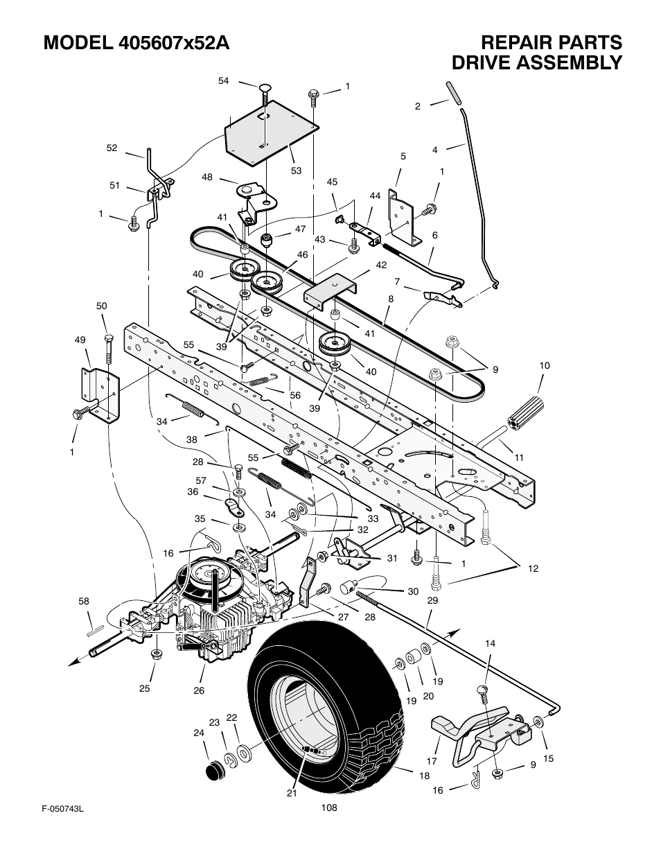 Drive assembly | Hayter Mowers 405607x52A User Manual | Page 108 / 124