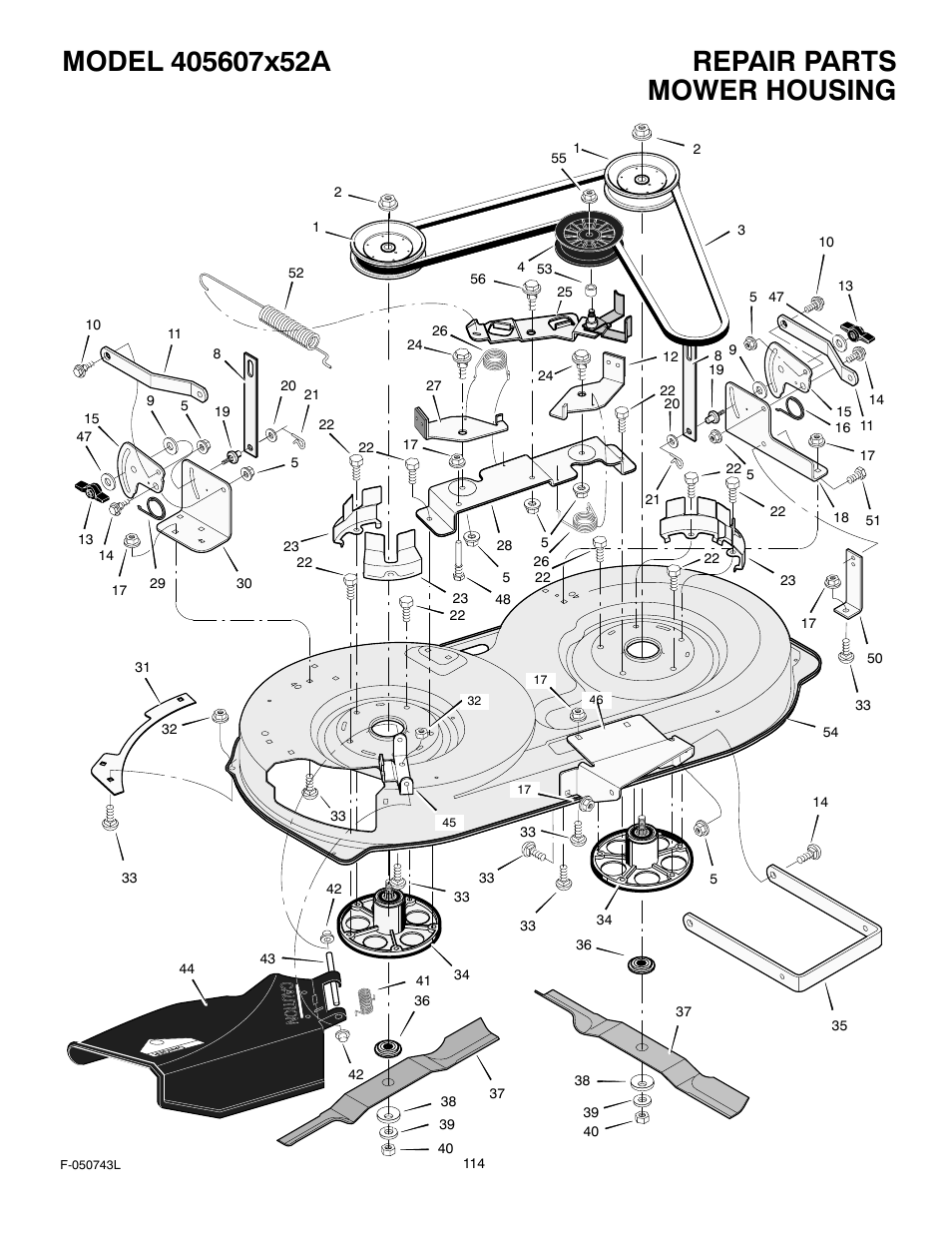Mower housing | Hayter Mowers 405607x52A User Manual | Page 114 / 124