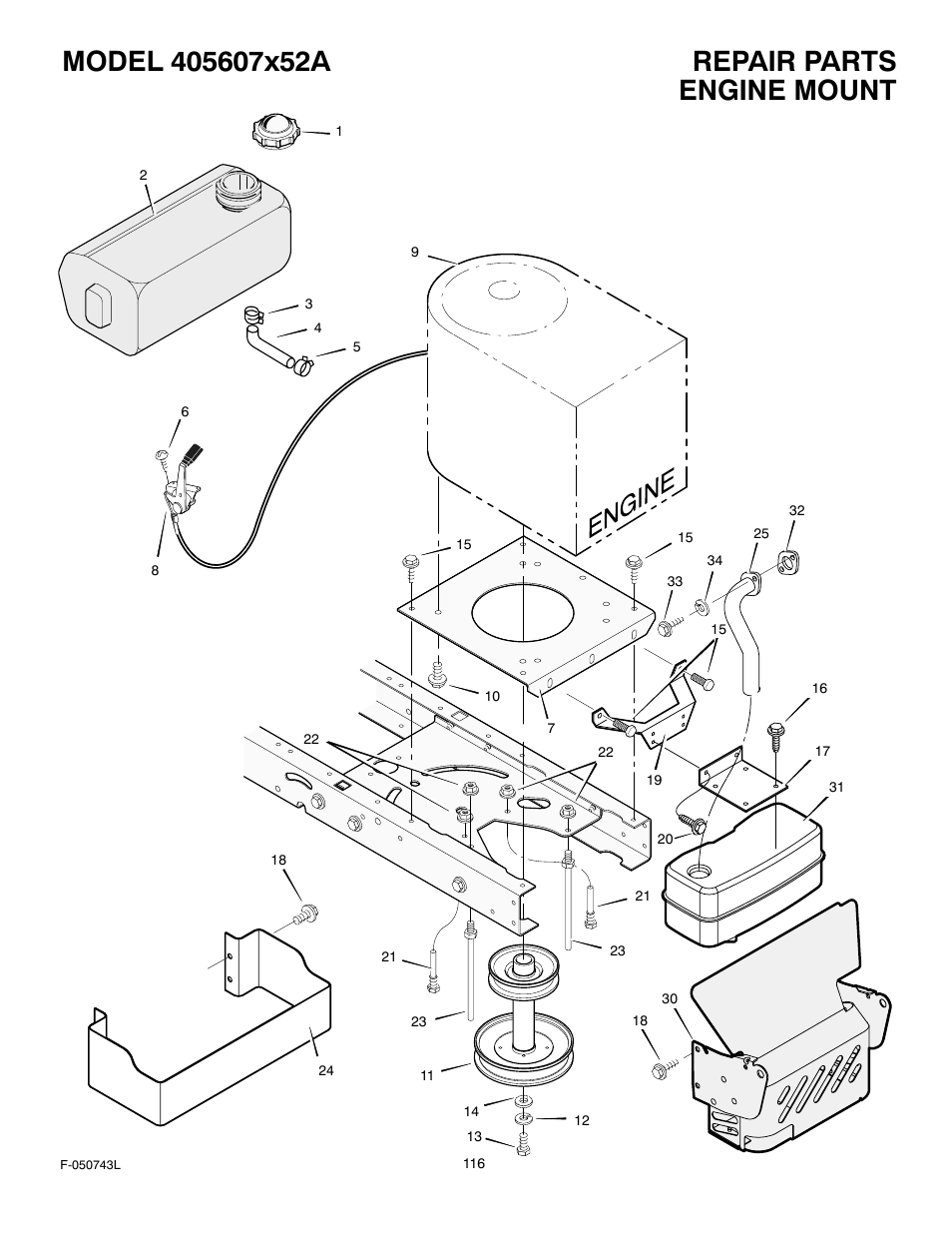 Engine mount | Hayter Mowers 405607x52A User Manual | Page 116 / 124