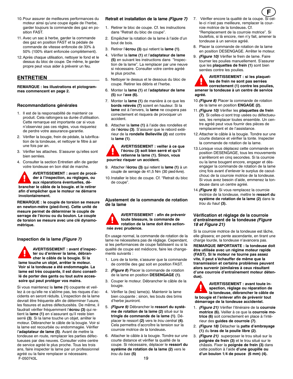 Entretien | Hayter Mowers 405607x52A User Manual | Page 19 / 124