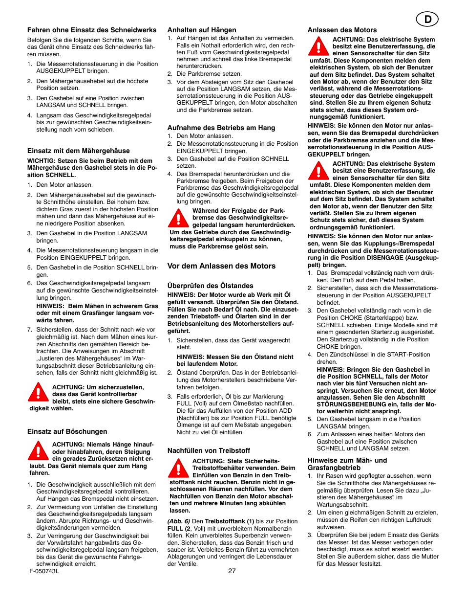 Hayter Mowers 405607x52A User Manual | Page 27 / 124