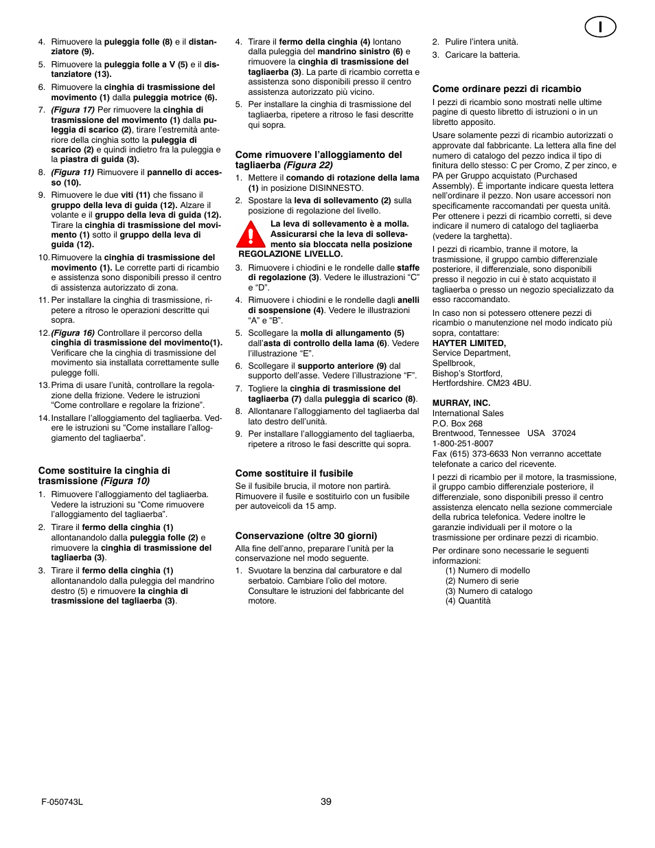 Hayter Mowers 405607x52A User Manual | Page 39 / 124