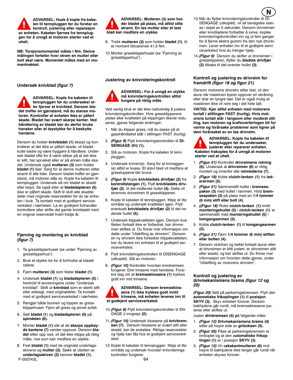 Hayter Mowers 405607x52A User Manual | Page 64 / 124