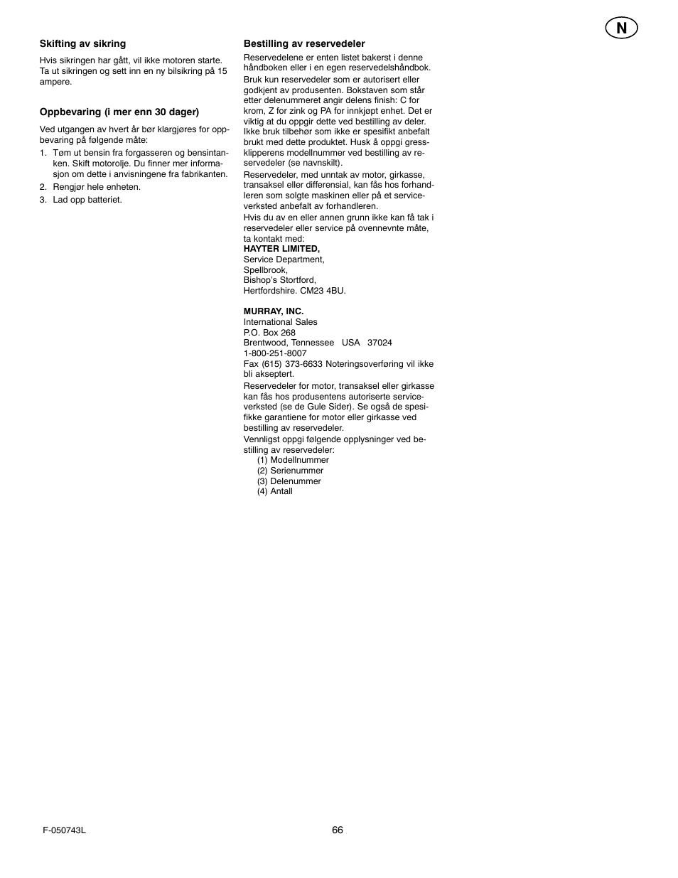Hayter Mowers 405607x52A User Manual | Page 66 / 124