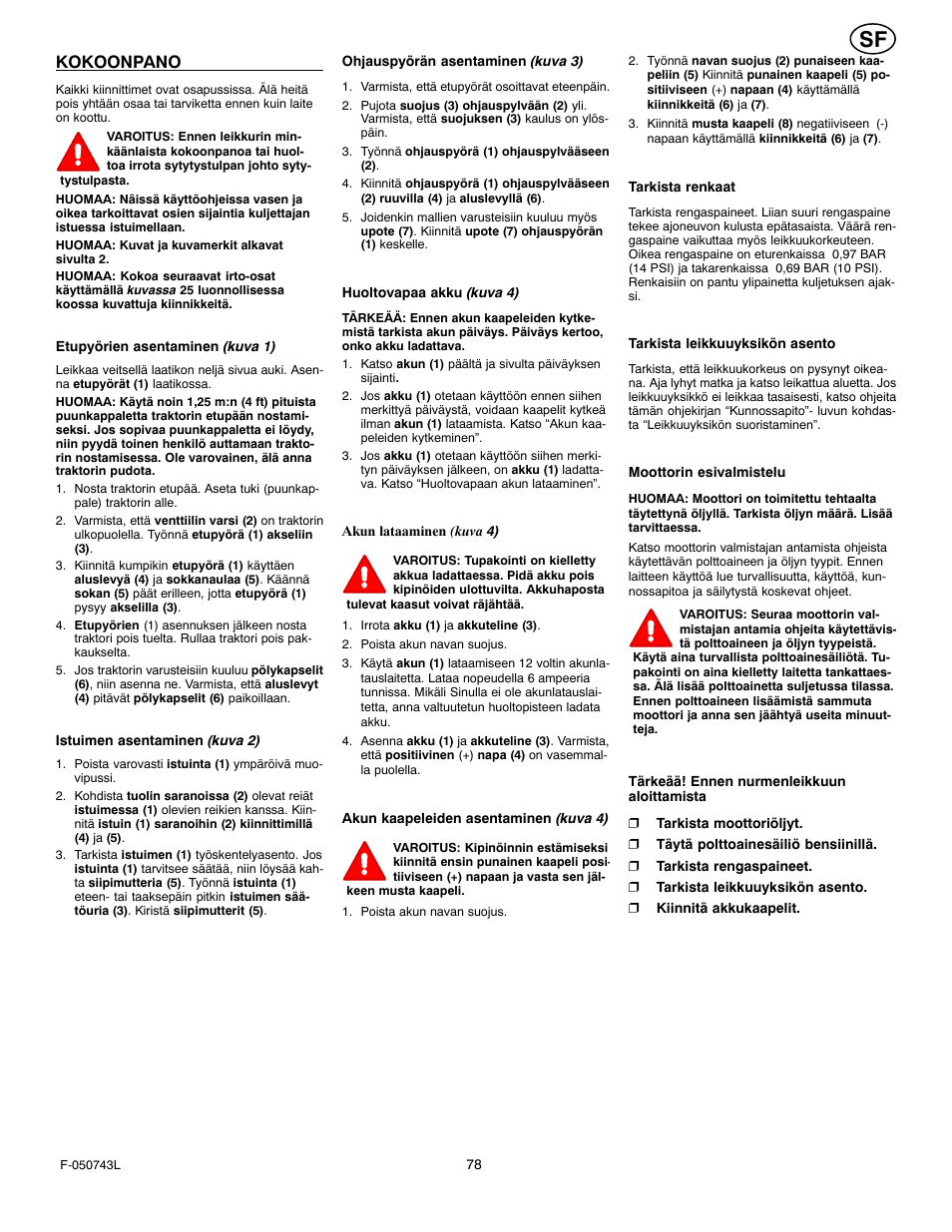 Kokoonpano | Hayter Mowers 405607x52A User Manual | Page 78 / 124