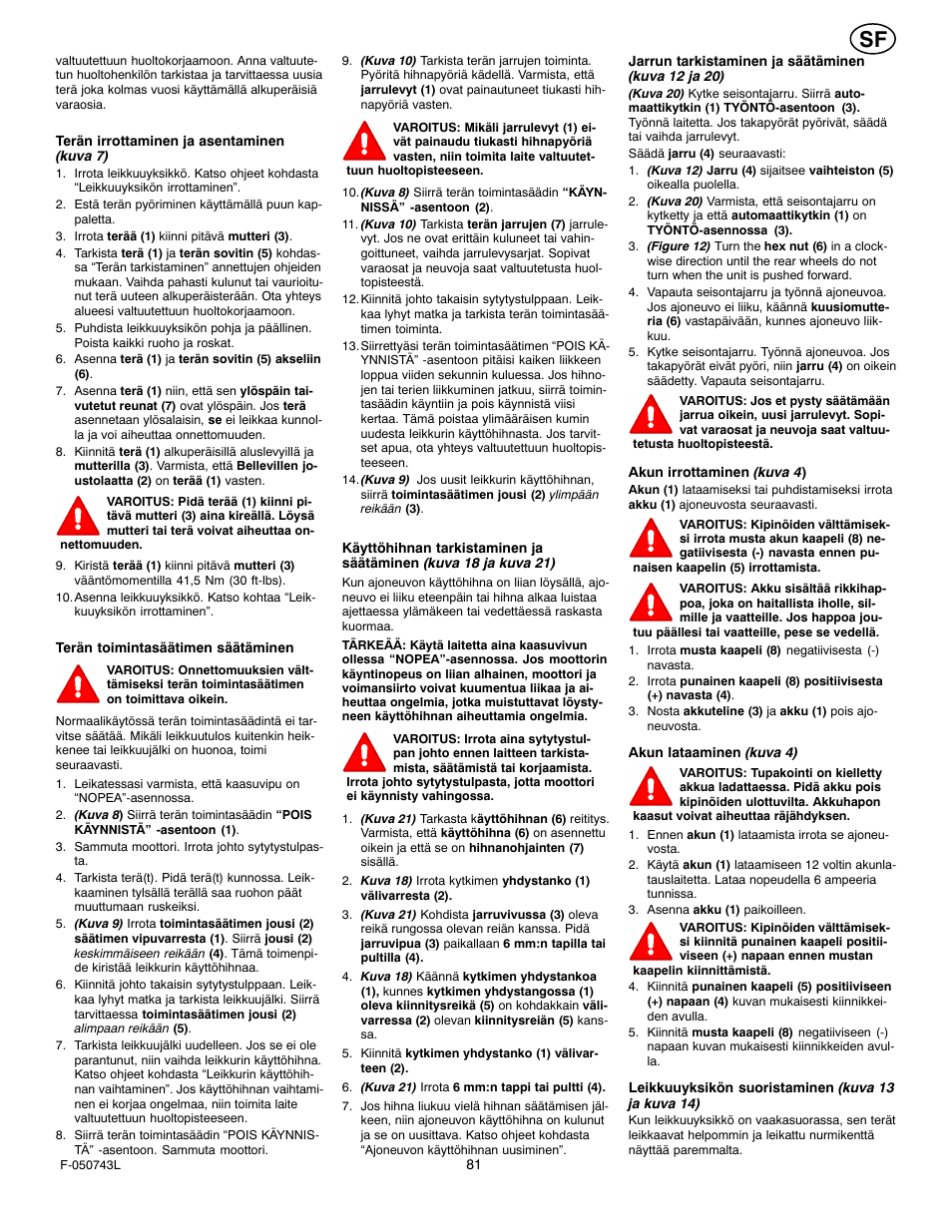 Hayter Mowers 405607x52A User Manual | Page 81 / 124