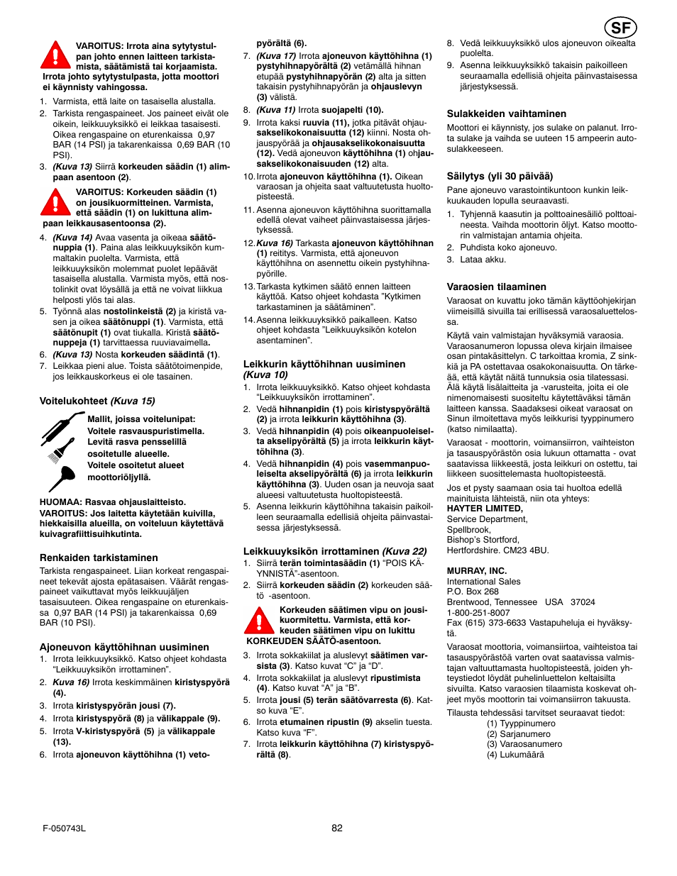 Hayter Mowers 405607x52A User Manual | Page 82 / 124