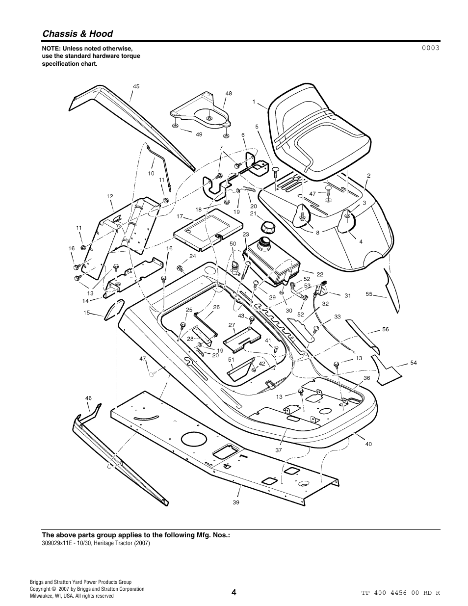 Chassis & hood | Hayter Mowers 10/30 User Manual | Page 4 / 28