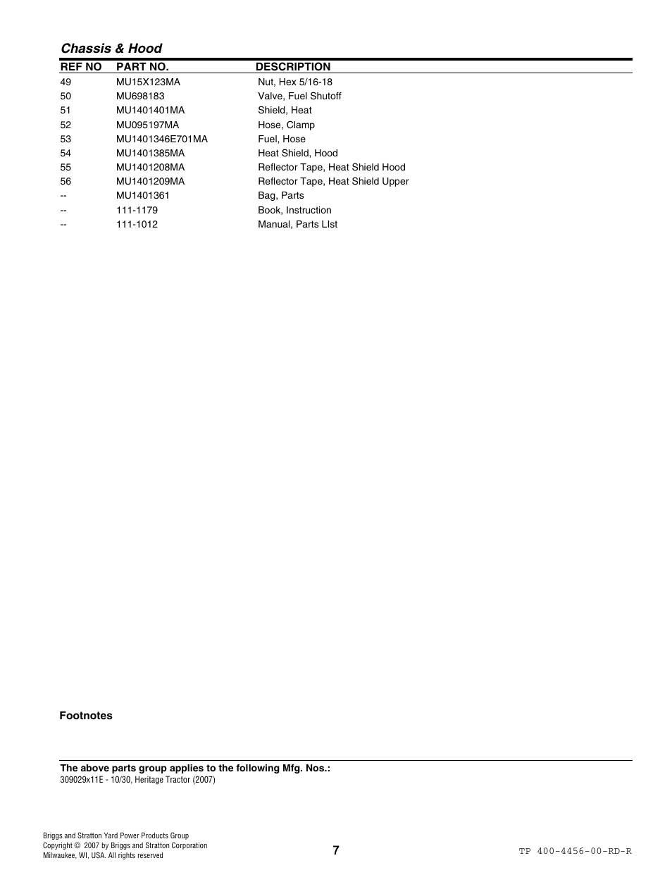 Chassis & hood | Hayter Mowers 10/30 User Manual | Page 7 / 28