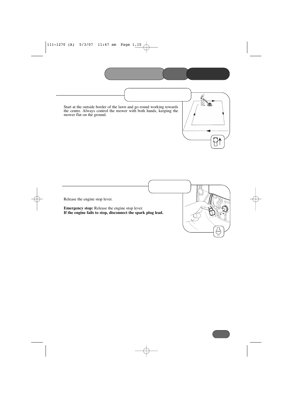 Operating, Cutting grass, Stopping the mower | Hayter Mowers 453 User Manual | Page 15 / 32