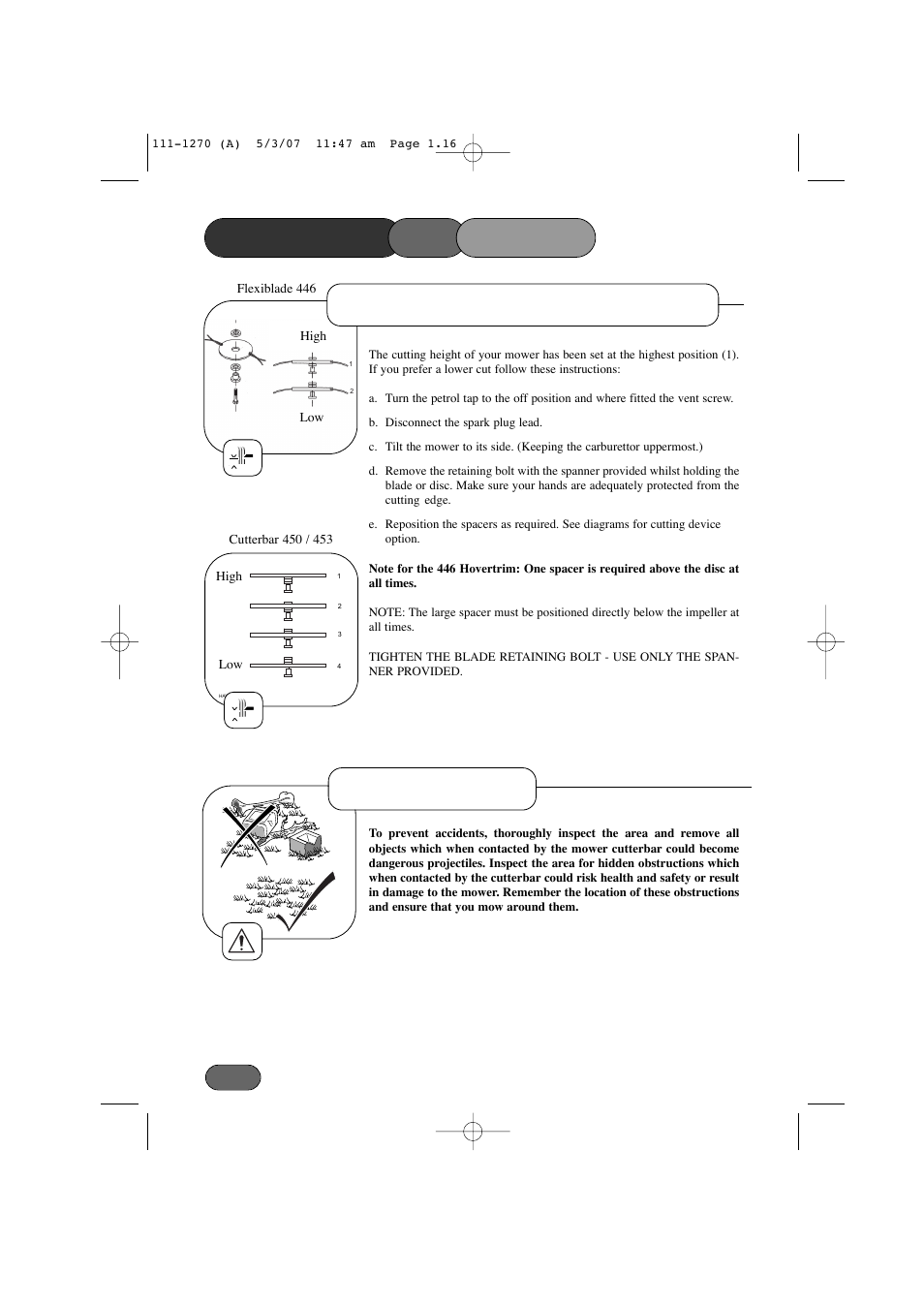 Operating the mower, Adjusting the cutting height, Before mowing | Hayter Mowers 453 User Manual | Page 16 / 32