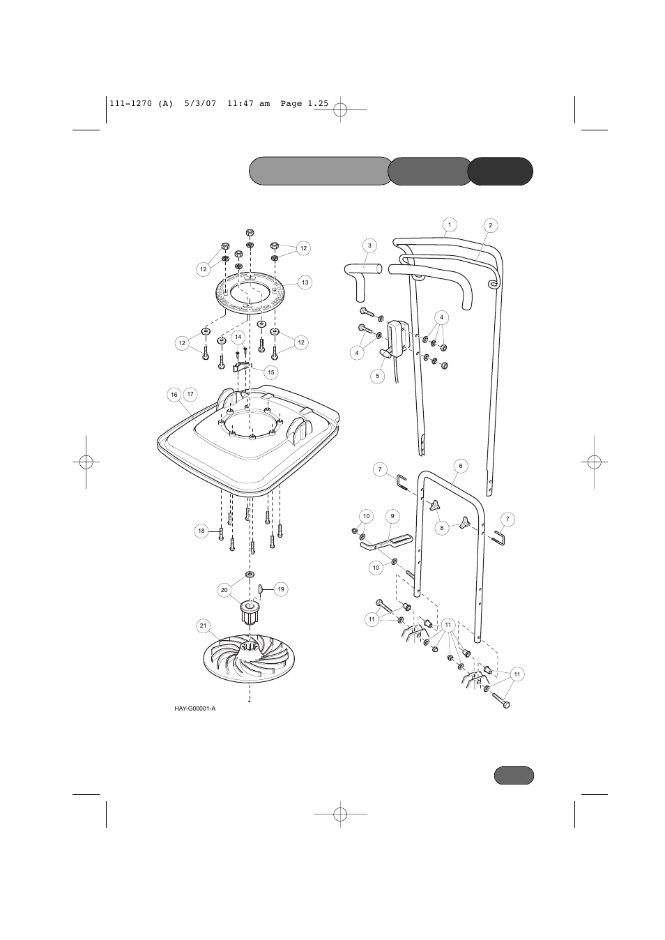 Mainframe parts list | Hayter Mowers 453 User Manual | Page 25 / 32