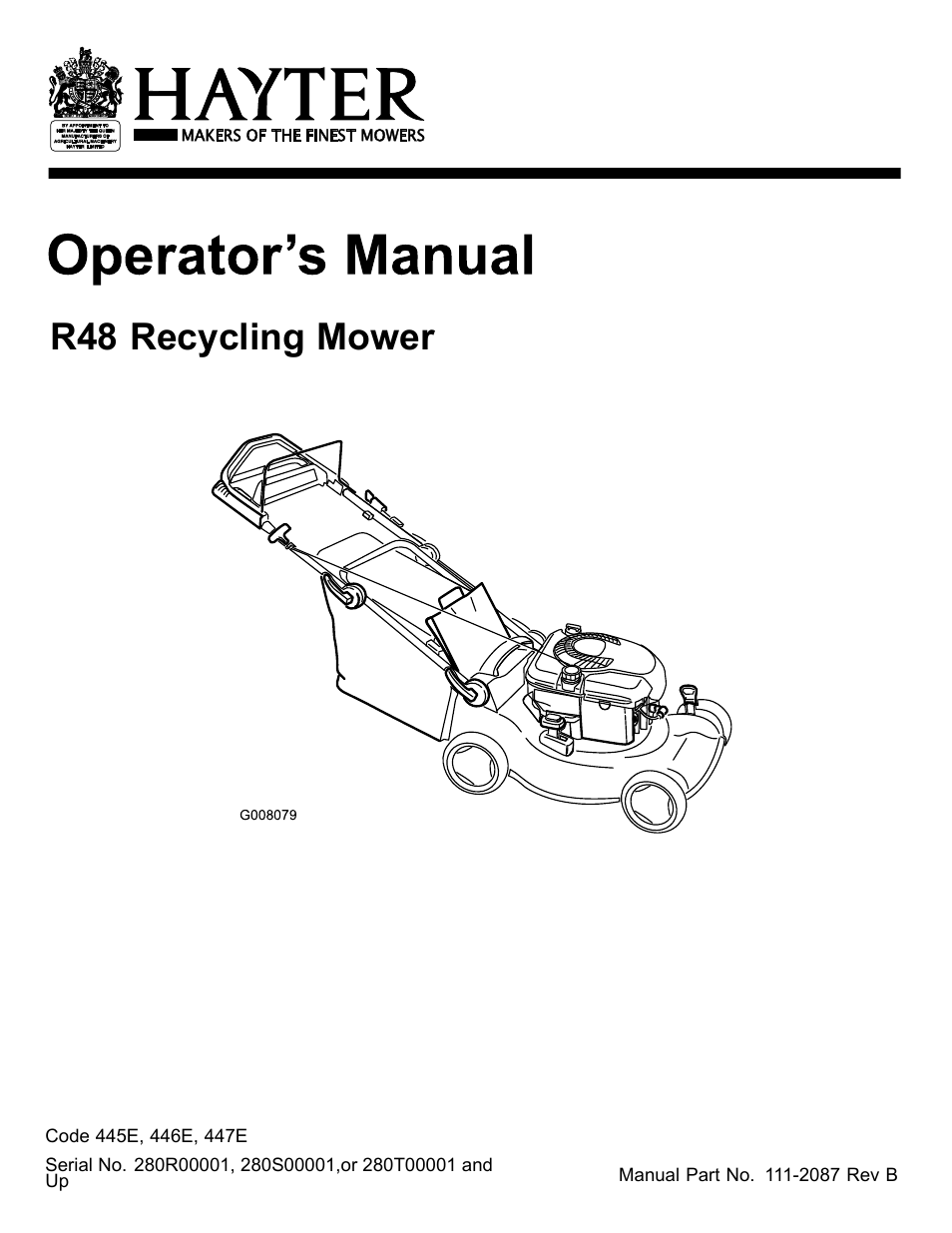 Hayter Mowers R48 Recycling Mower 446E User Manual | 24 pages