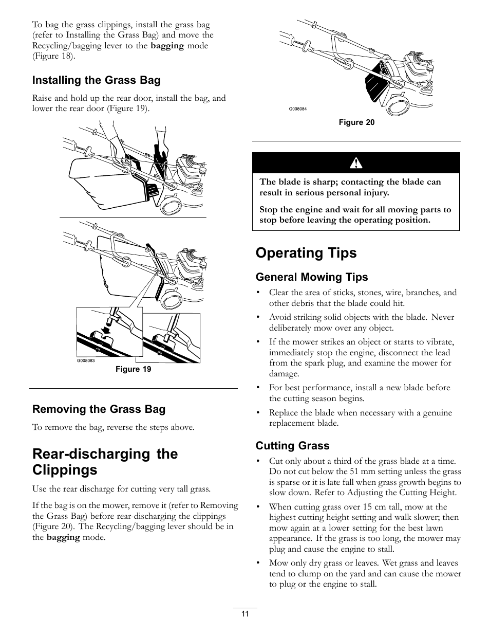 Rear-discharging the clippings operating tips, Rear-discharging the clippings, Operating tips | Hayter Mowers R48 Recycling Mower 446E User Manual | Page 11 / 24