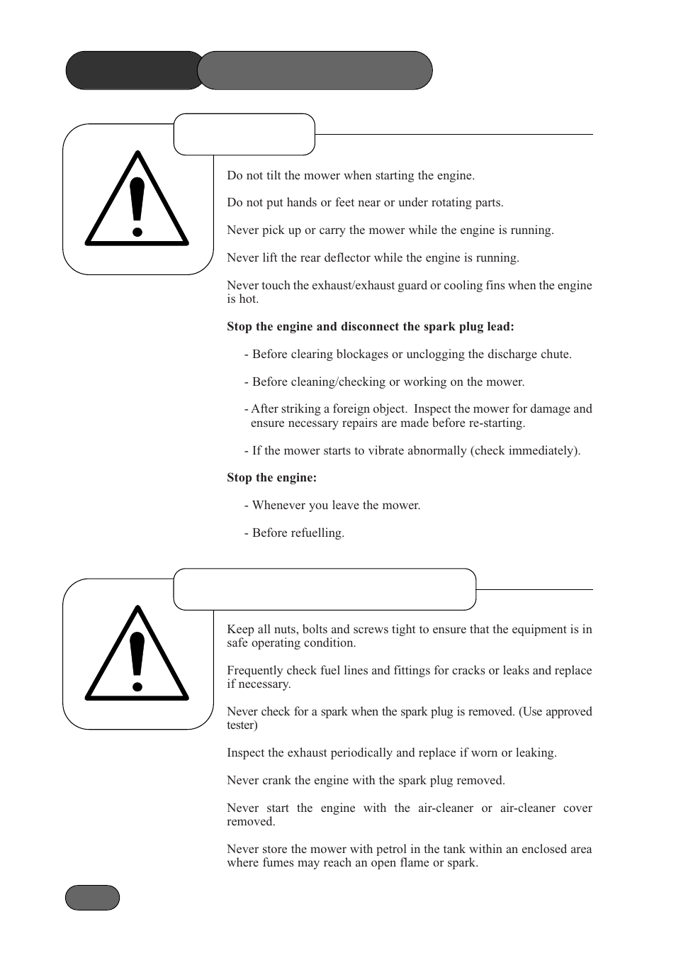 Safety precautions, Operation maintenance & storage | Hayter Mowers Ranger 415A User Manual | Page 8 / 34