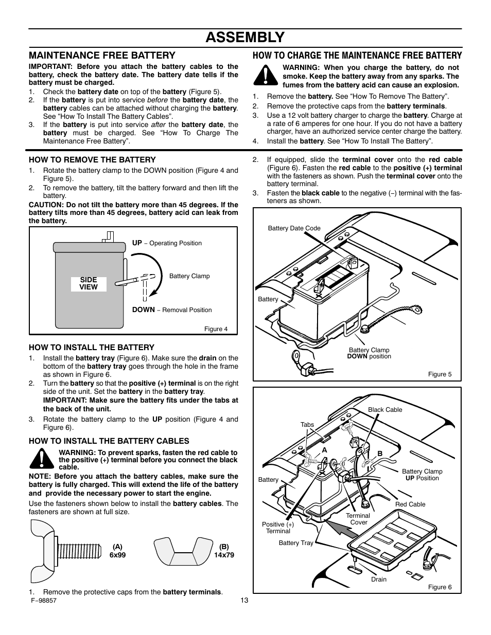 Assembly, Maintenance free battery, How to charge the maintenance free battery | Hayter Mowers Heritage Tractor Code143P 30-Dec User Manual | Page 13 / 52