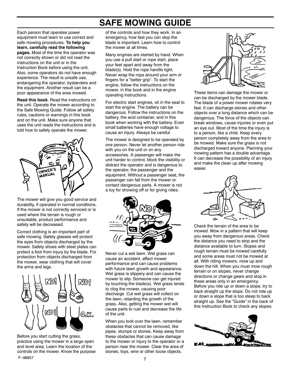 Safe mowing guide | Hayter Mowers Heritage Tractor Code143P 30-Dec User Manual | Page 7 / 52
