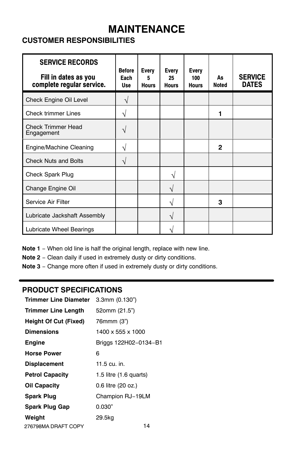 Maintenance | Hayter Mowers 407D User Manual | Page 14 / 28