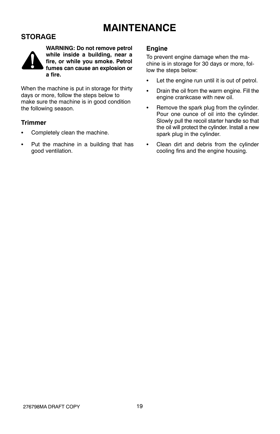 Maintenance, Storage | Hayter Mowers 407D User Manual | Page 19 / 28