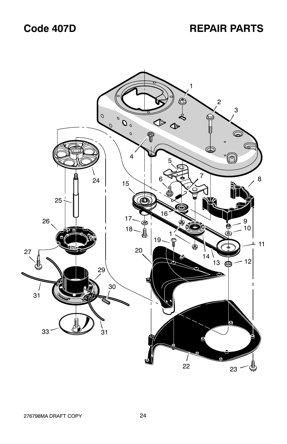 Code 407d repair parts | Hayter Mowers 407D User Manual | Page 24 / 28