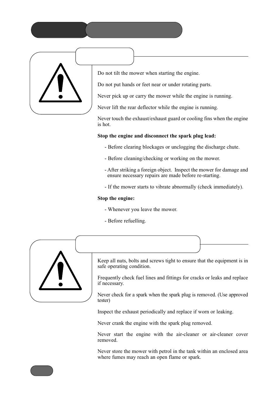 Safety precautions, Operation maintenance & storage | Hayter Mowers 481A User Manual | Page 8 / 36